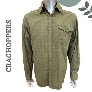 Craghoppers Bear Grylls Long Sleeve Outdoor Shirt Green Plaid  (Men’s Medium)